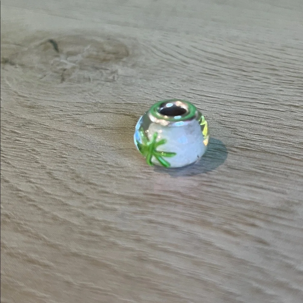 Green and White Bead Charm spacer